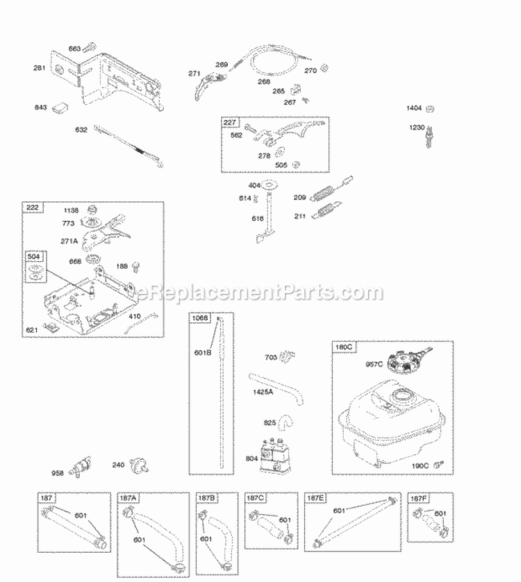 Controls Fuel Supply Governor Spring Diagram and Parts List for 20S157-0110-F1  Briggs and Stratton Engine